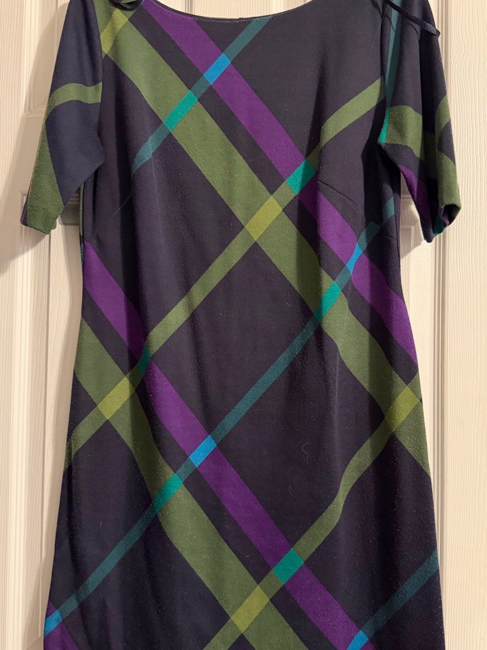 Women’s sheath dress with Green and Purple Plaid